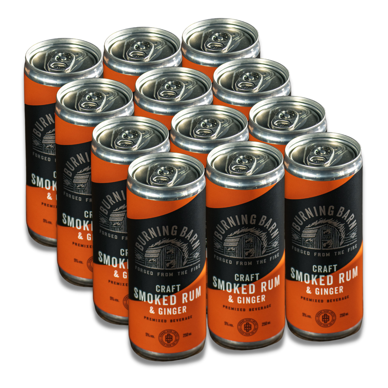 Burning Barn Smoked Rum & Ginger Cans 12x250ml