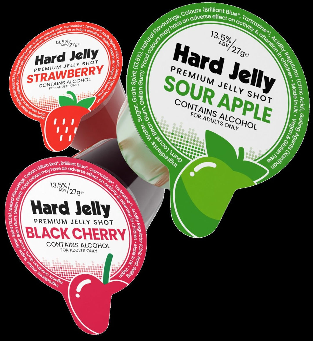 Hard Jelly Vodka Shots: Strawberry, Sour Apple, Black Cherry