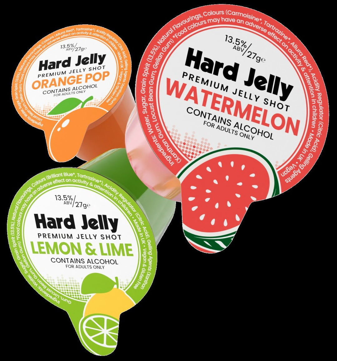 Hard Jelly Vodka Shots: Watermelon, Orange Pop, Lemon & Lime