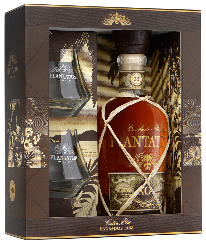 Plantation XO Barbados 20th Anniversary Gift Pack with 2 x Rum Glasses