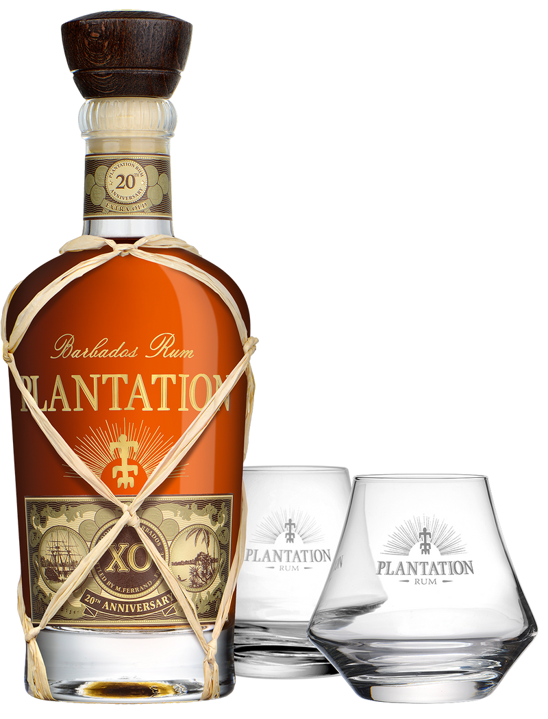 Plantation XO Barbados 20th Anniversary Gift Pack with 2 x Rum Glasses